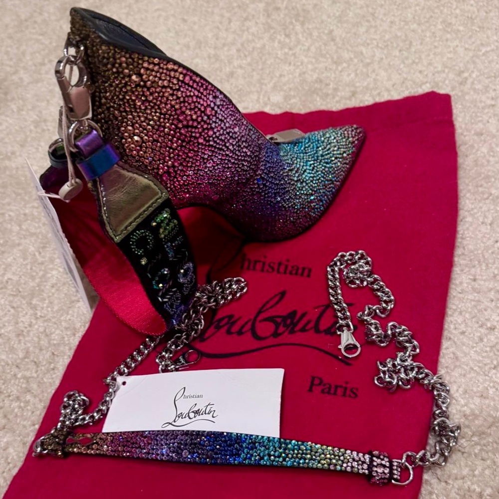 Limited Edition Christian Louboutin A B Charm Rainbow Multi Crystal Strass Bag - Picture 3 of 12